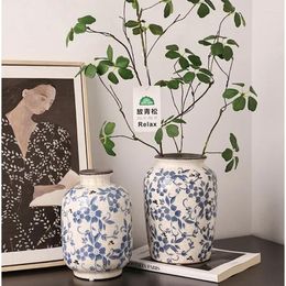 Vazen licht luxe high-end bloem vaas blauw wit keramisch huisdecoratie doen oude planten woonkamer senior sense sense hydroponics