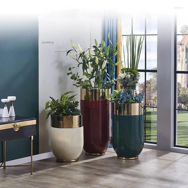 Vases Lumière Luxe Maison Jardin Sol Pot De Fleur Créatif Intérieur Balcon Chambre Mode Bureau Salon Plante Vase Décoration