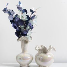 Jarrones Light Luxury Lace Vase Ceramic Flower Flower Style Nordic Home Sala de estar Entrada
