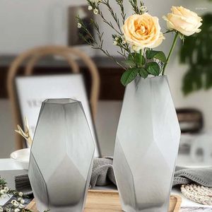 Vases Luxury Luxury Nordic simple Grosted Glass Water Flowers Dried Arrangement Creative Geometric Vase