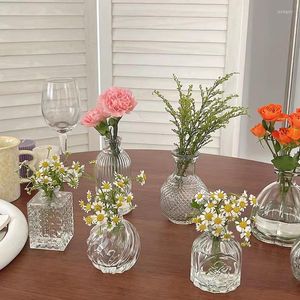 Vases Lumière Luxe Rétro Vase En Verre Moderne Créatif Transparent Hydroponique Conteneur Décoration De Bureau Ornements