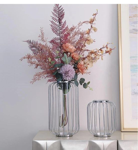Vases Light Luxury Silver Vase Decoration Living Room Arrange de fleurs Armoire à manger TV Cabinet TV Home Simple and Creative
