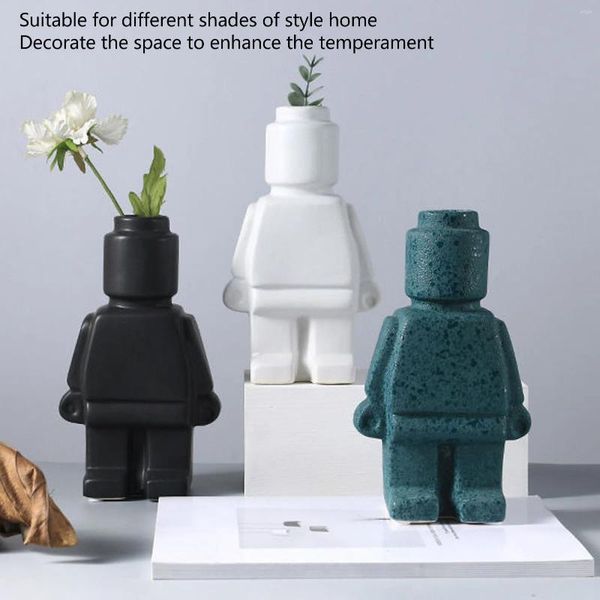 Vases Little Robot Flower Vase Entryway Ornema Resin Decoration pour le bureau à domicile