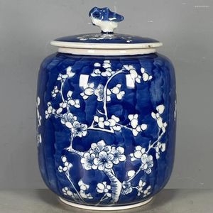 Vases Salon Chambre Décoration Jinguo Porcelaine Usine Bleu Et Blanc Glace Prune Couvercle Pot Antique Colle