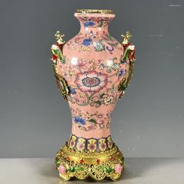 Vazen Woonkamer Slaapkamer Decoratie Qing Keizer Qianlong Jaar Koper Ingelegd Pastel Bloemen Patroon Siervaas Antiek Porselein