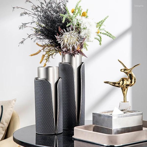 Vases salon luxe metal minimaliste nordique cylindre moderne design ikebana jarrones décorativos décor intérieur wz50hp