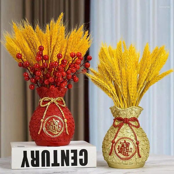 Vases Lucky Bag Decoration Natural Golden Wheat Barley apporter la fortune et la richesse du salon de la maison en déménagement Banque d'ouverture