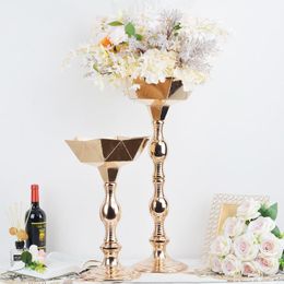 Vazen Luxe Bloem Vaas Bruiloft Standaard voor Tafel Centerpieces Road Lead Gold Pillar Pot Christmas Home Decor