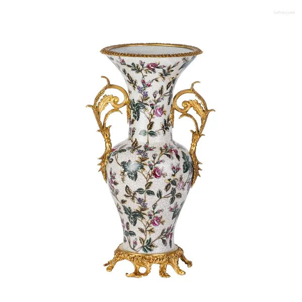 Vases Luxury Home Decor Flower Wedding Centres de table décoration céramique avec cuivre en laiton Design vintage