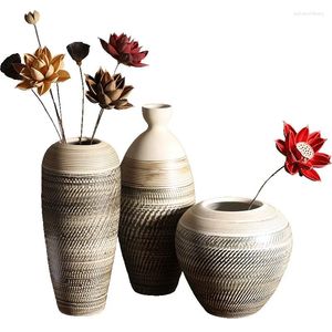 Vases Luxury Long Vase en céramique Ikebana Résumé Design Blanc Aesthée de décoration chinoise moderne Chambre de décoration intérieure vintage