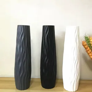 Vases Luxury Plastic Noir Vase blanc Résumé Vintage Tall Tall Tableau de décoration de mariage long du mariage Long Grand Modern Mzy