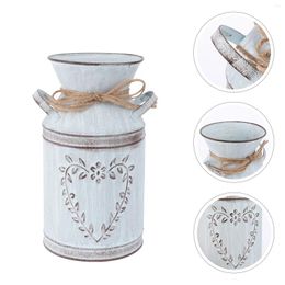 Vases Seau à fleurs en métal Pichet rustique Seaux français Décoratif Can Vintage Vase pour la maison Jardin Décor Ferme