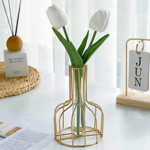 Vases en métal fleur support vase verre créatif pour fleurs mignon or supports tige plomb mariage pièce maîtresse support