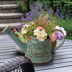 Vases en métal vase de fleurs vintage jardin galvanisé godet ornements artificiels à la maison
