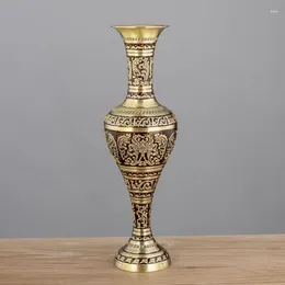 Vases Vase à fleurs en métal Vintage Home Decor Pewter Couleur Tabletop Art Décoration Artisanat Antique Sculpté