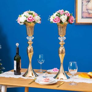 Vases en métal Style trompette Vase à fleurs élégant fête de mariage centres de table décoratif événement Rack route plomb support