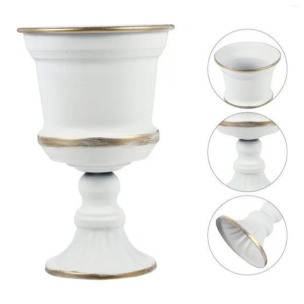 Jarrones trompeta de metal jarrón central cubierta de boda vintage urna soportador de plantador decoración blanca