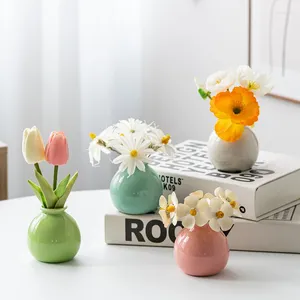 Jarrones Mini jarrón de cerámica maceta flor hidropónica planta botella arreglo decoración hogar adornos de escritorio