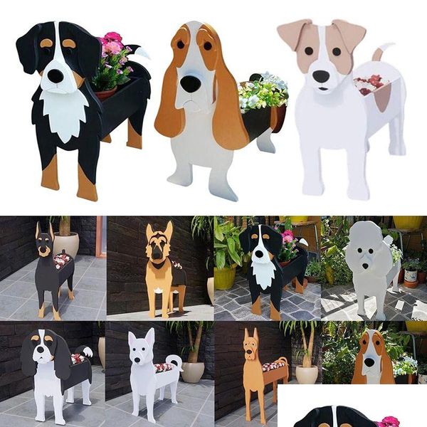 Vases Mini Jardin Bldog Caniche Corgi Yorkshire Pots En Plastique Fleur Planteur Pot Chien DIY Décor À La Maison 230603 Drop Livraison Dhvdl