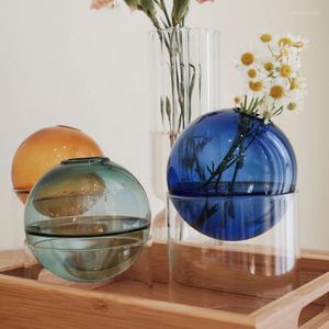 Vazen Mini Round Bloemvaas Hydroponische container Microlandschap Glas Ecologische fles borosilicaat met Home Decorate