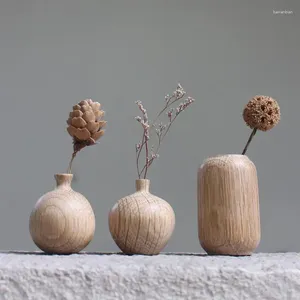 Vases Mini vase en bois naturel maison stand ornement moderne fleur plante pot pour salon bureau décoration accessoires