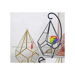 Vazen miniatuur glas terrarium vazen ​​geometrische diamant desktop tuin planter indoor kas