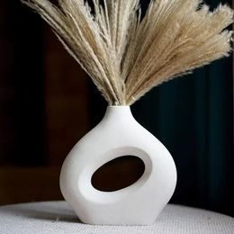 Vazen Minimalisme Keramische vaas voor toegang Pampas Gras Gedroogde bloem Arrangement Tabel Decoratie Accessoires Home Living Room Interieur