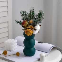Jarrones Minimalismo Morandi Color Bubble Cerámico Vase exquisita Decoración de la sala del hogar Decoración de la oficina de flores secas Accesorios de escritorio
