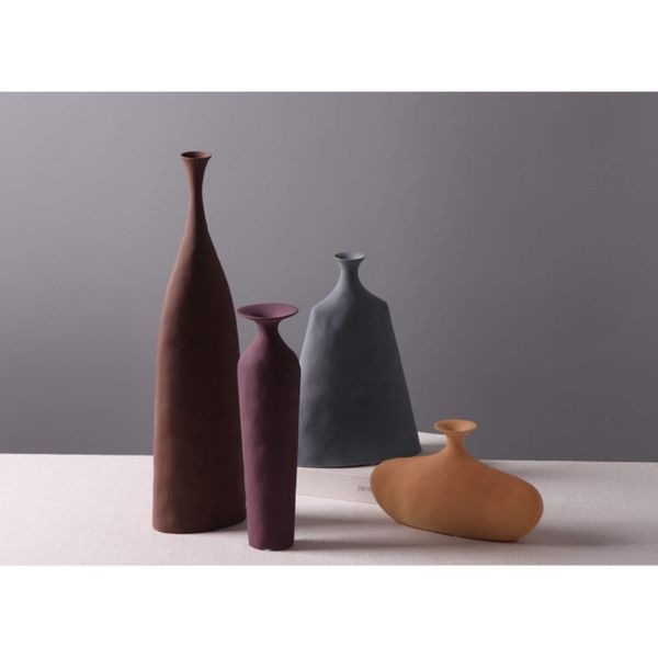 Vases Vase minimaliste en céramique - Finition mate Table moderne nordique Géométrique Morandi Couleurs Drop Livraison Maison Jardin Dhgmh