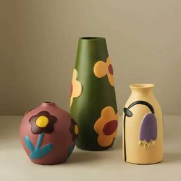 Vases MO Landi peint en céramique vase salon décoration de fleur accessoires de maison créatifs J240515