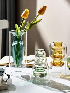 Vases Verre d'art moderne Vase terrarium coloré petit bouteille de pot de fleur
