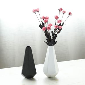 Vasen, moderne schwarze und weiße Keramik für Wohnzimmer, Desktop, getrocknete Blumenvase, Esstisch, Heimdekoration