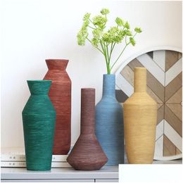 Vases Vase en céramique moderne Morandi mti-coloré minimaliste décorations de table salon nordique scpture art pot de fleur maison goutte Deli Dhf6O