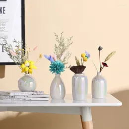 Vazen Moderne Creative Ceramic White Dazzling Mini Vase Flower Arrangement Home Decoration Desk Esthetic Room Decor