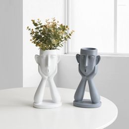 Vazen Moderne Creatieve Nordic Woonkamer Kunstfiguren Glamour Sculptuur Hars Plant Vaas Gezicht Grote Luxe Esthetische Decor