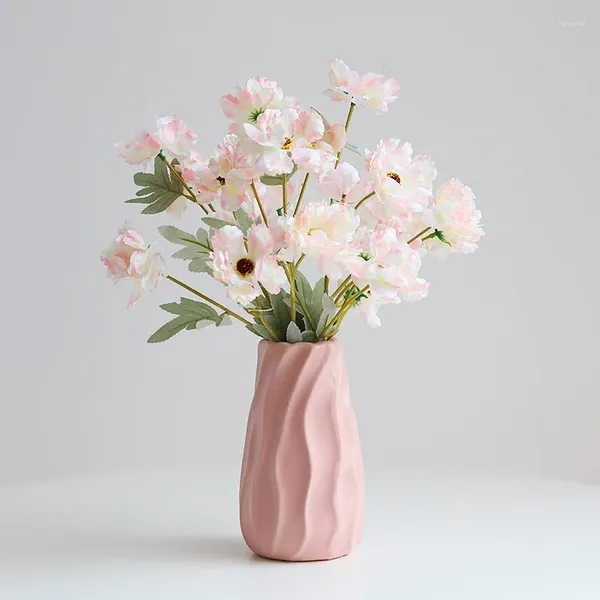 Vases Design moderne Vase de luxe de fleurs Table en céramique avec nouveauté artificielle Pot de fleur décoration de pièce esthétique