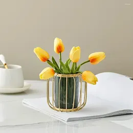 Vazen Modern Bureau Woondecoratie Gouden Vaas Metaal Hydrocultuur Plant Bloemen Pot Bloemstuk Verguld Legering Glas