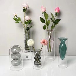 Jarrones moderno de doble capa de vidrio, florero hidropónico, contenedor transparente, arreglo Fersh, decoración del hogar, ornamento Artware