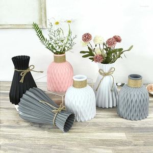 Vases Vase à fleurs moderne Noir Blanc Prink Bleu Pot en plastique Panier Nordic Home Salon DIY Arrangement Décor