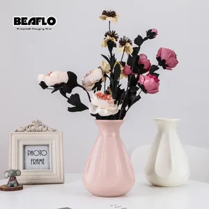 Vases Modern Flower Vase Decoration Home Plastic Table Arrangement Imitation Glaze pour les fleurs Décor de salon du bureau