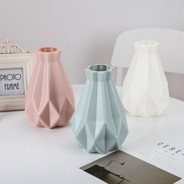 Vases Moderne Fleur Vase Décoration Maison En Plastique Blanc Imitation Céramique Pot Panier Nordique Décor De Bureau
