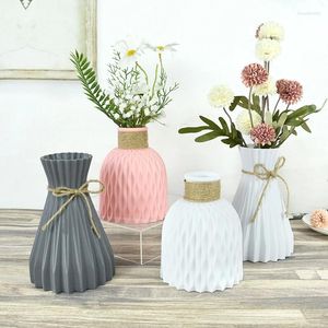 Vases Vase à fleurs moderne blanc rose noir fleurs en plastique panier panier style nordique maison salon décorations arrangement