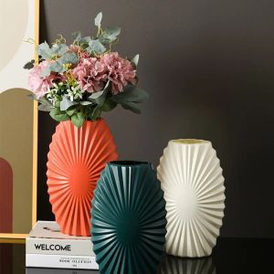 Vases Moderne Imitation céramique vase en plastique fleur séchée plante hydroponique salon table à manger salle arrangement de fleurs décoration