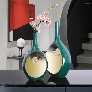 Vases moderne Lumière Luxury Vase Vase Vase Salon Arrangement de fleurs séchées Accessoires de décoration de bureau