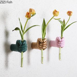 Vases modernes minimalistes idées suspendues en suspension de fleurs Drill Green Hydroponic Glass Pot Decoration