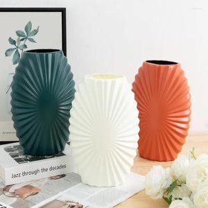 Vazen moderne mitatie keramische witte plastic vaas zonnepatroon fles bloem opstelling container pot mand