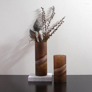 Vazen Moderne Noordse Decoratie Home Accessoires Antiek bruin hoog bloemenglas voor decor
