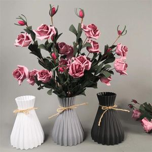 Vases Modern Plastic Imitation Ceramic Flower Pot Vase Panier de mariage Party Femme Home Garden Decoration Arrangement artificiel