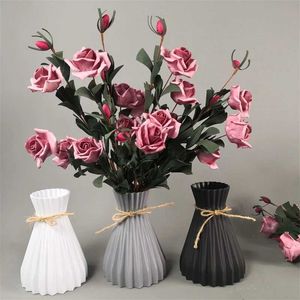 Vases Modernes Vases En Plastique Imitation Céramique Pot De Fleur Vase Panier Fête De Mariage Maison Jardin Décoration Artificielle Arrangement De Fleurs P230411