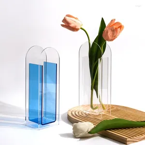 Vases moderne simple acrylique géométrique en forme de fleur bouteille Vase Vase Hydroponics Plants Conteneur Home Desktop Ornaments décorations